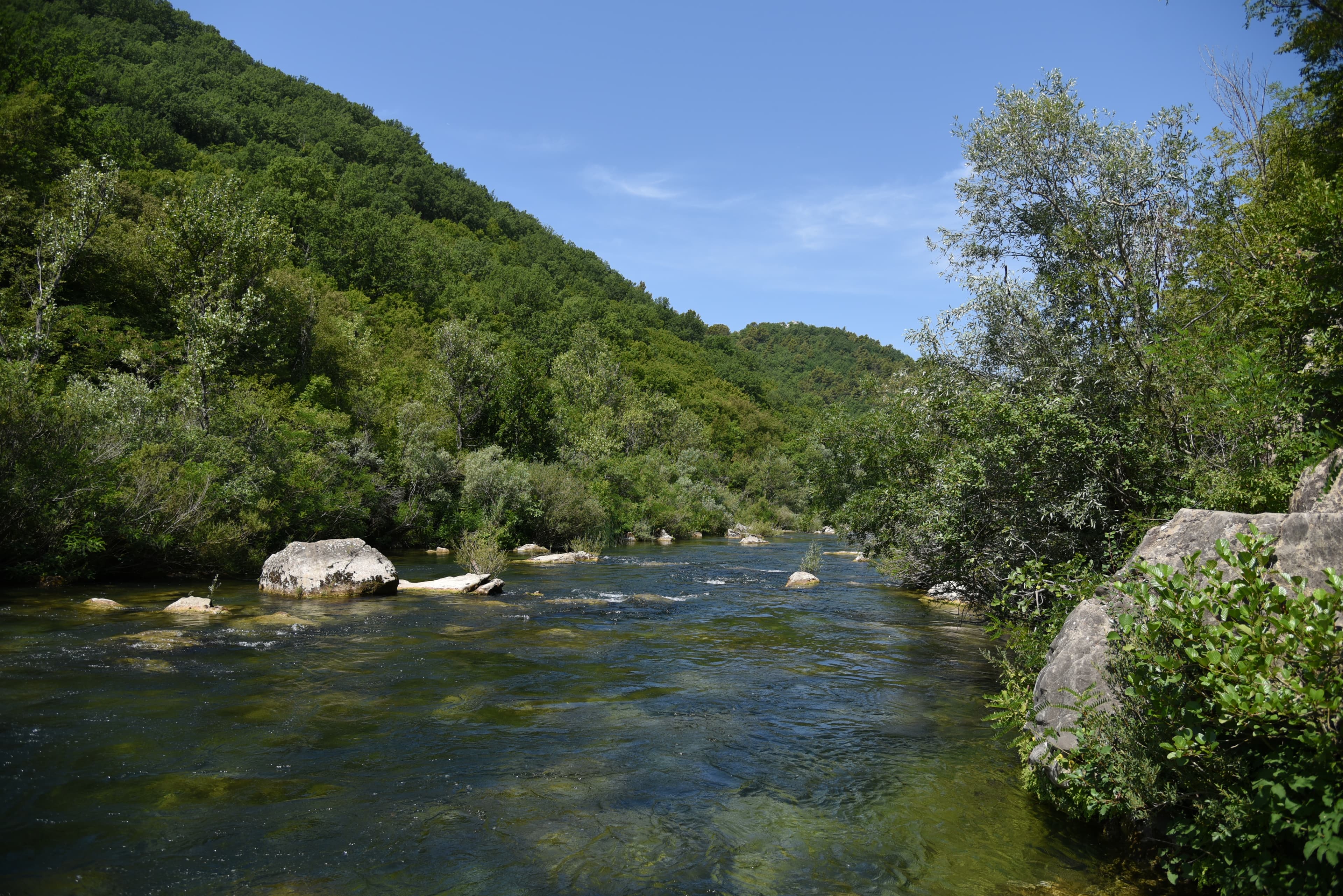 People in a raft on wild river